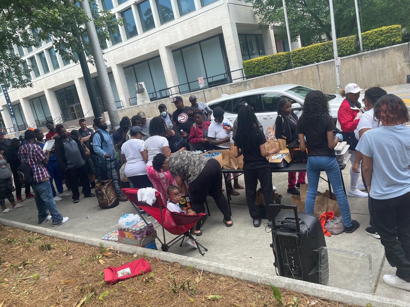A busy monthly outreach in downtown Atlanta